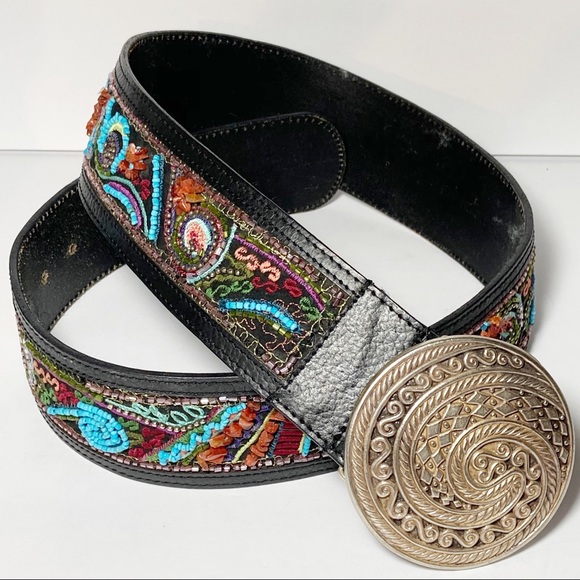 Chico's Accessories - Chico’s Cartego Slouch Belt Black Beaded Paisley